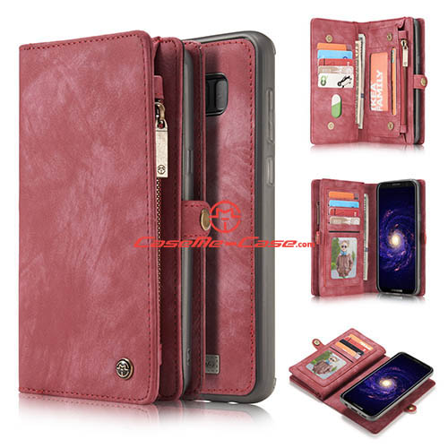 CaseMe Samsung Galaxy S8 Plus Zipper Wallet Detachable 2 in 1 Folio Case Red