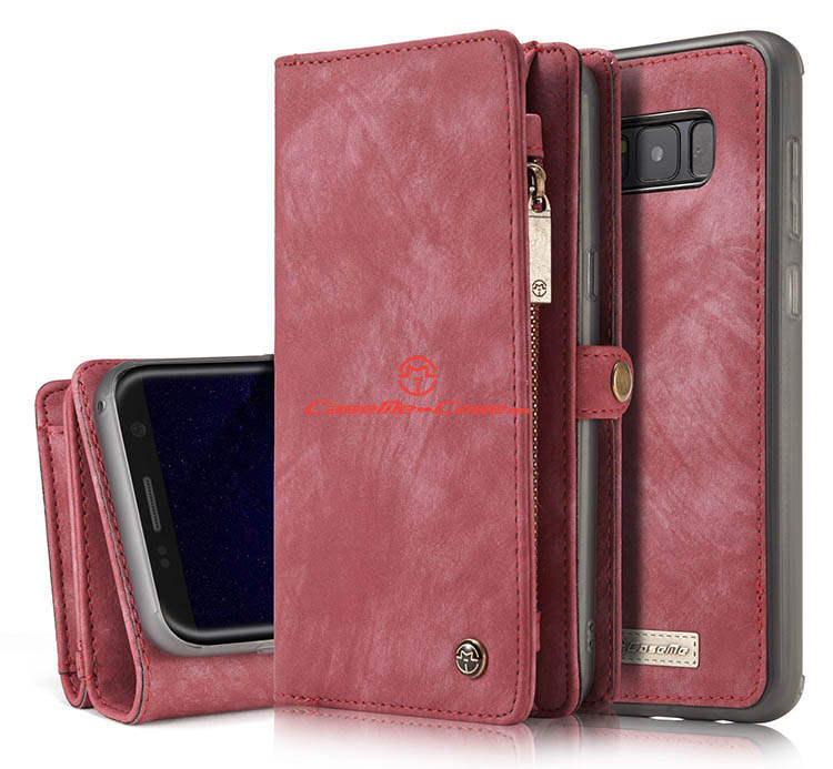 CaseMe Samsung Galaxy S8 Plus Zipper Wallet Detachable 2 in 1 Folio Case Red