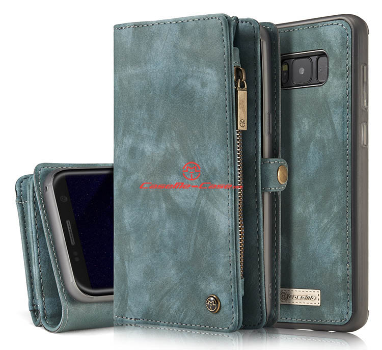 CaseMe Samsung Galaxy S8 Zipper Wallet Detachable 2 in 1 Folio Case Green