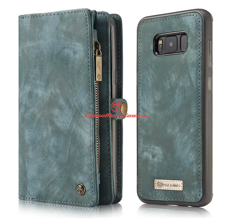 CaseMe Samsung Galaxy S8 Zipper Wallet Detachable 2 in 1 Folio Case Green