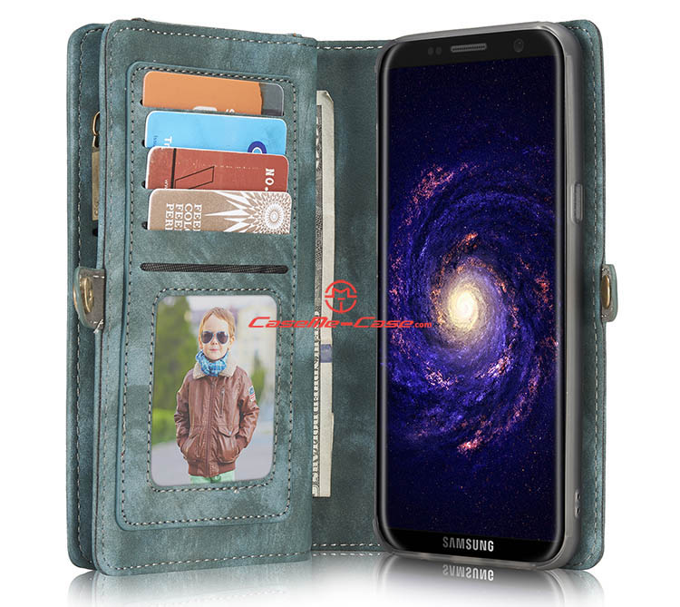 CaseMe Samsung Galaxy S8 Zipper Wallet Detachable 2 in 1 Folio Case Green