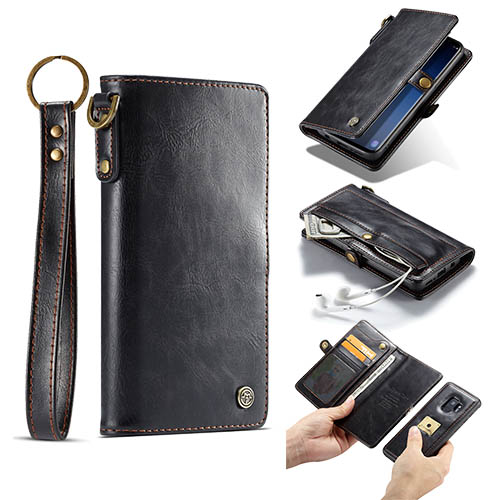 CaseMe Samsung Galaxy S9 Wallet Case With Wrist Strap Black