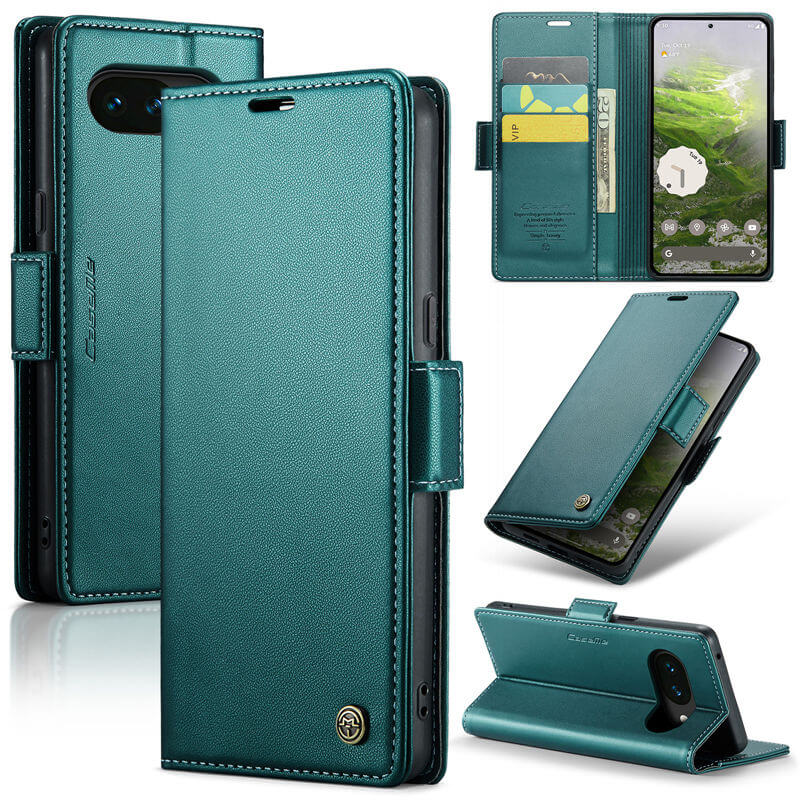 CaseMe Google Pixel 10A RFID Wallet Case with Magnetic Buckle & Wireless Charging Green