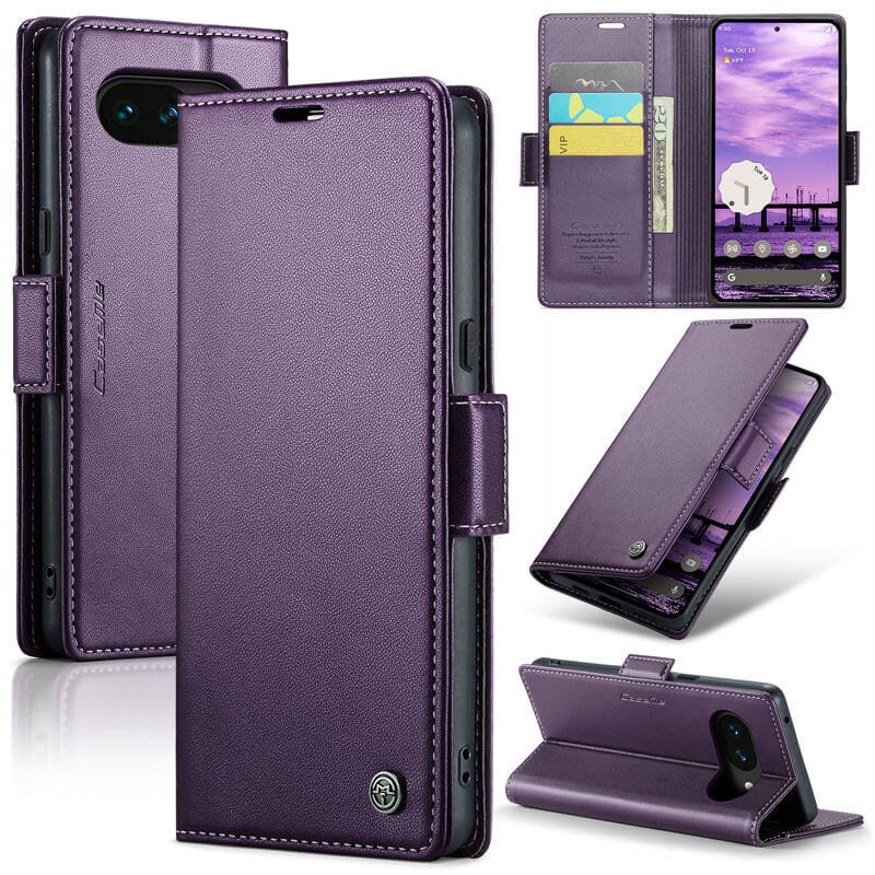 CaseMe Google Pixel 10A RFID Wallet Case with Magnetic Buckle & Wireless Charging Purple