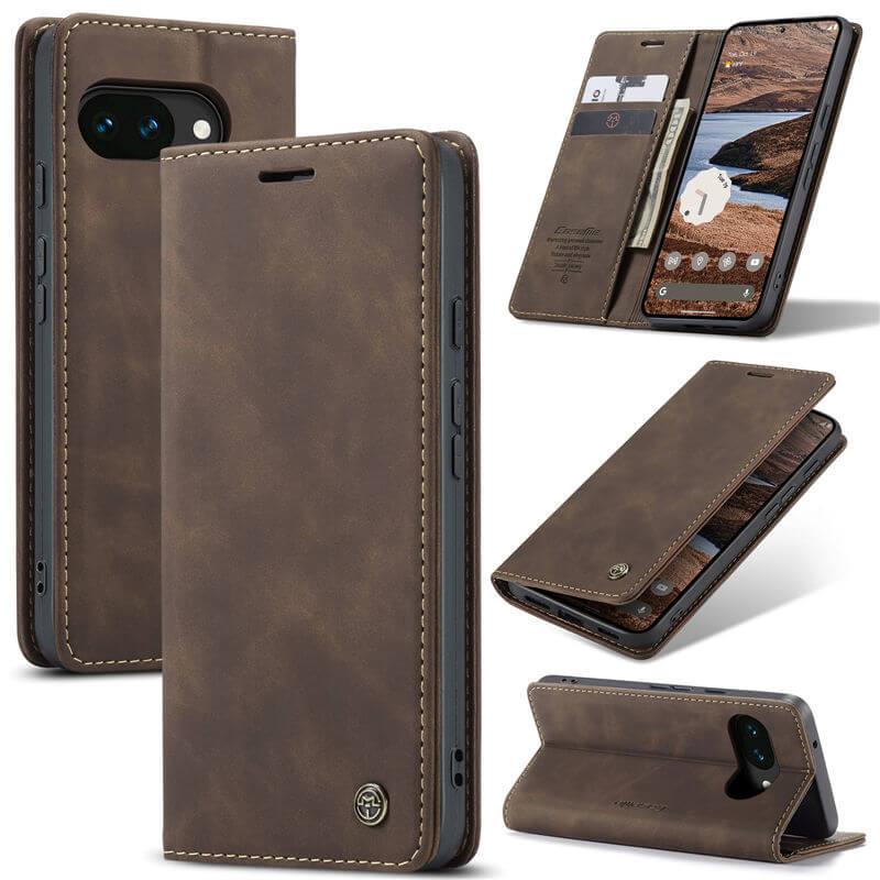 CaseMe Google Pixel 10A Wallet Magnetic Suede Leather Case Coffee