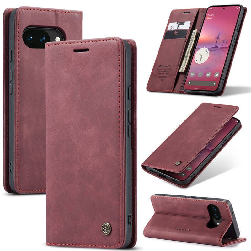 CaseMe Google Pixel 10A Wallet Magnetic Suede Leather Case Red