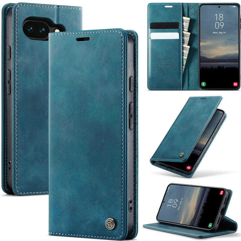 CaseMe Google Pixel 10A RFID Wallet Case with Magnetic Closure Blue