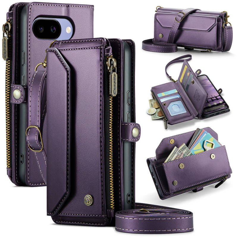CaseMe Google Pixel 10A Wallet RFID Blocking Crossbody Phone Case Purple