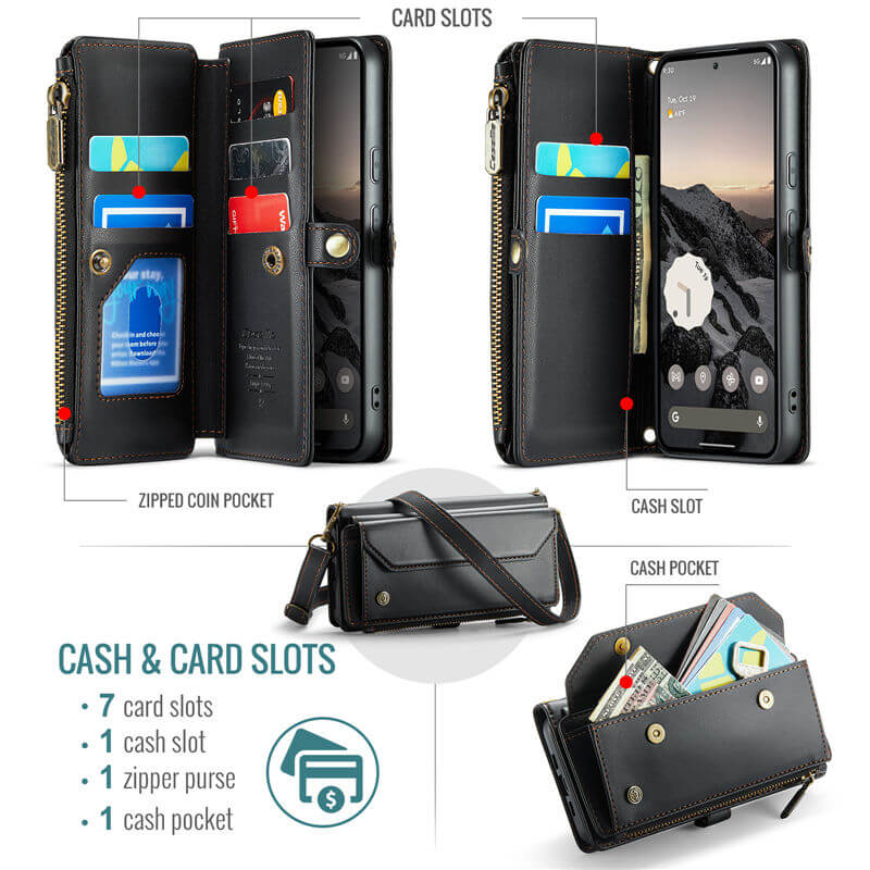 CaseMe Google Pixel 10A Wallet RFID Blocking Crossbody Phone Case