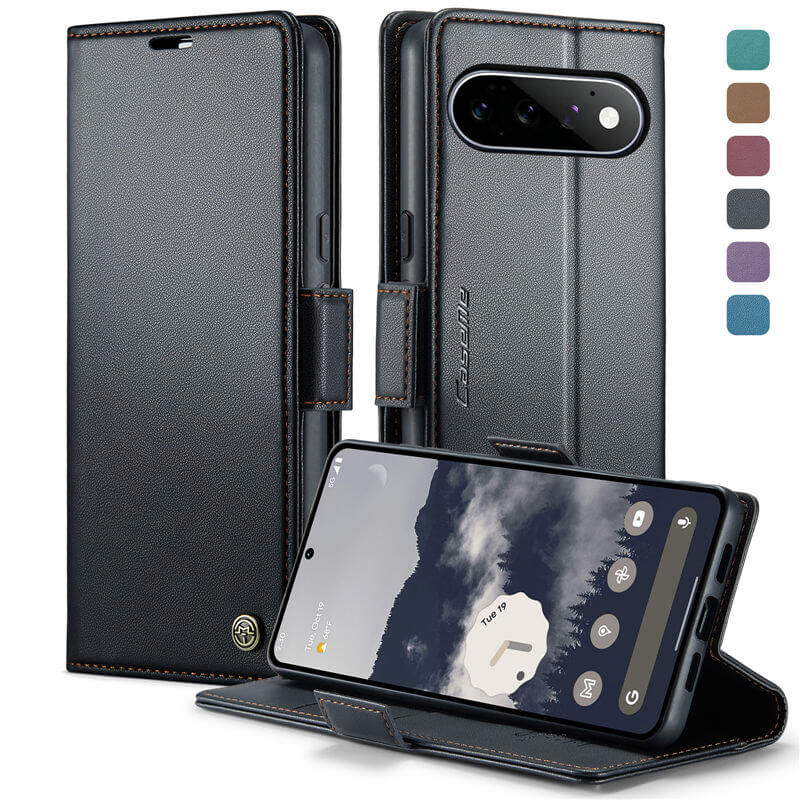 CaseMe Google Pixel 11/Pixel 11 Pro RFID Wallet Case with Magnetic Buckle & Wireless Charging Black