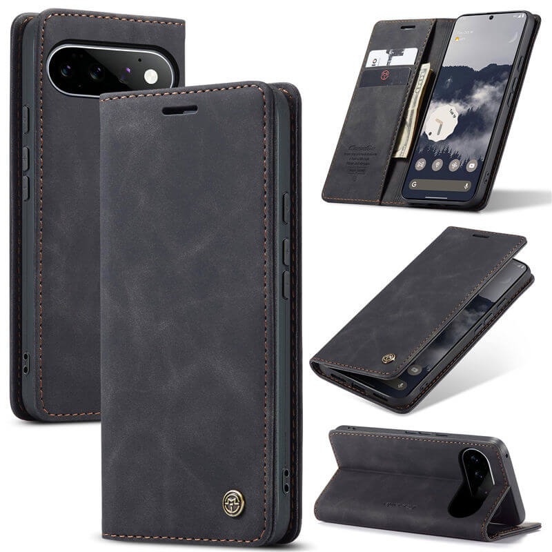 CaseMe Google Pixel 11/Pixel 11 Pro Suede Leather Wallet Case Black