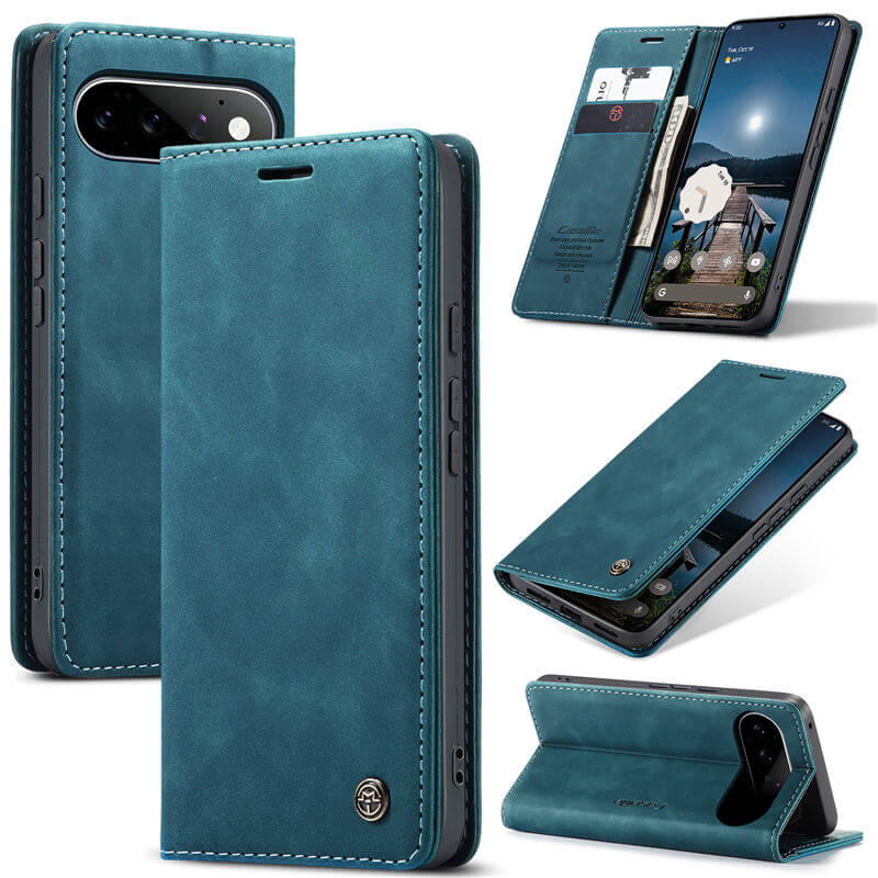 CaseMe Google Pixel 11/Pixel 11 Pro Suede Leather Wallet Case Blue