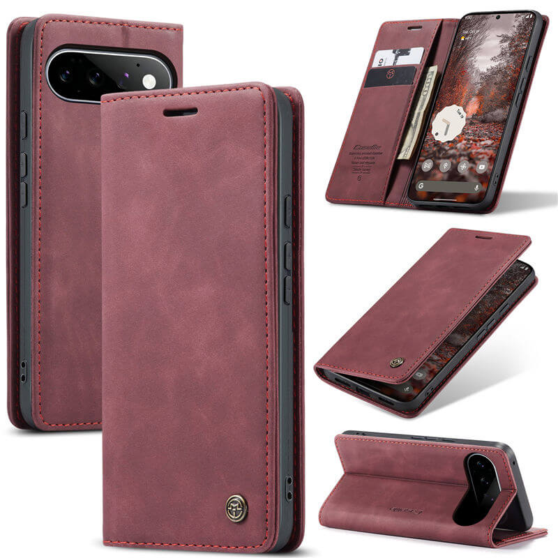 CaseMe Google Pixel 11/Pixel 11 Pro Suede Leather Wallet Case Red
