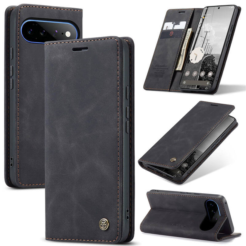 CaseMe Google Pixel 11 Pro XL Suede Leather Wallet Case Black