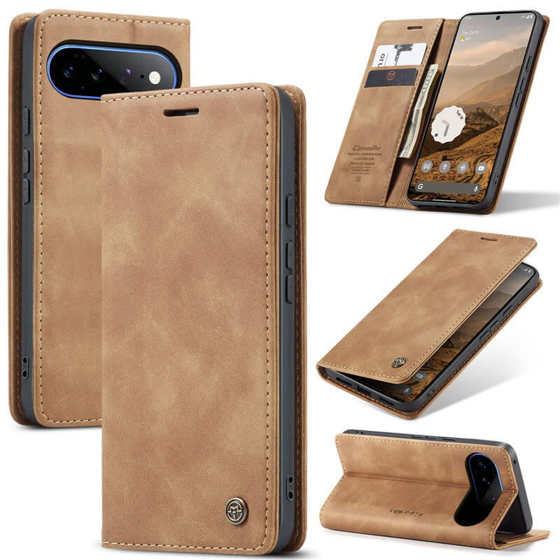 CaseMe Google Pixel 11 Pro XL Suede Leather Wallet Case Brown