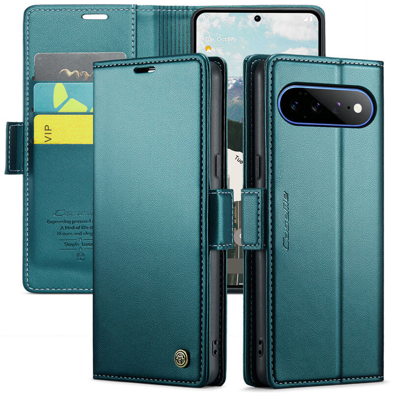 CaseMe Google Pixel 11 Pro XL RFID Wallet Case with Magnetic Buckle & Wireless Charging Green