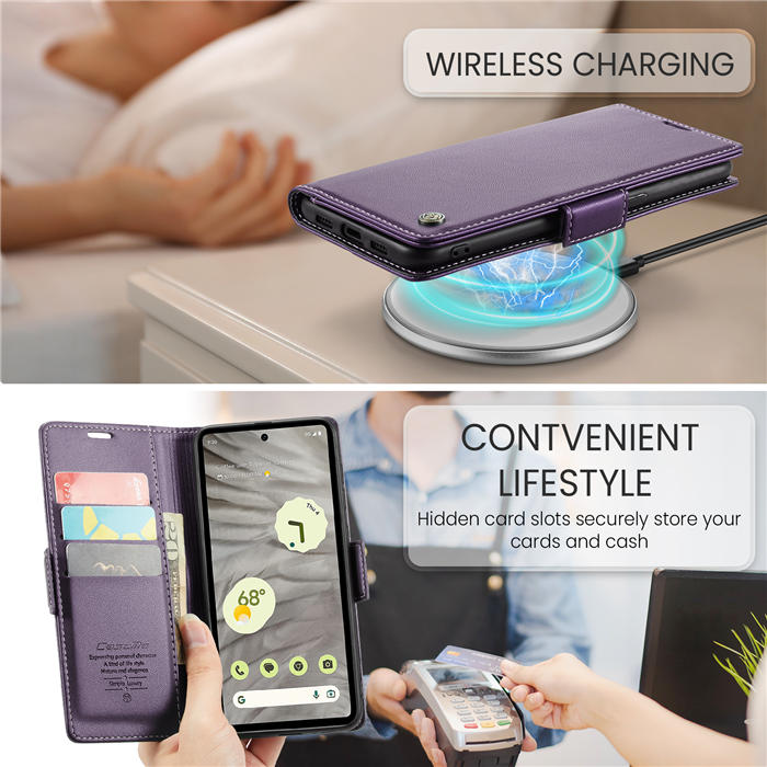 CaseMe Google Pixel 7A Wallet RFID Blocking Magnetic Buckle Case