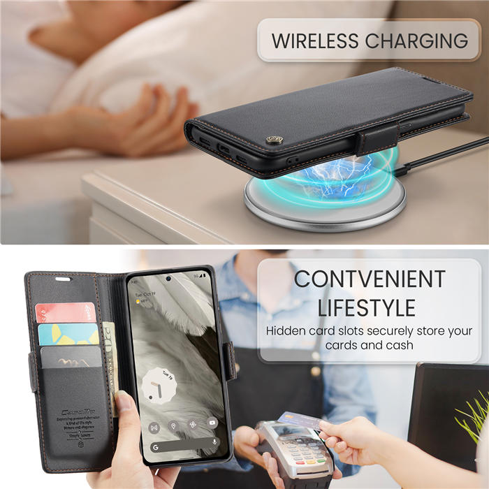 CaseMe Google Pixel 8 Wallet RFID Blocking Magnetic Buckle Case