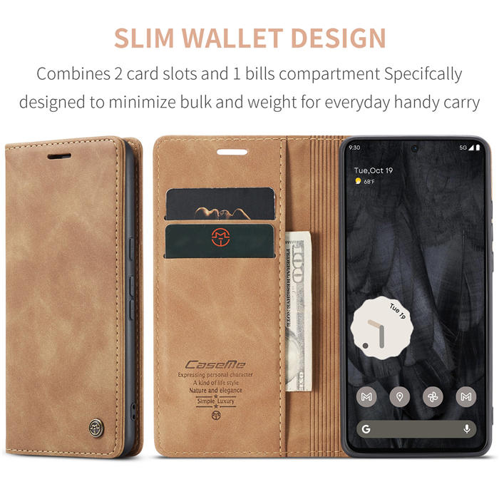 CaseMe Google Pixel 8 Pro Wallet kickstand Magnetic Leather Case with Wrist Strap