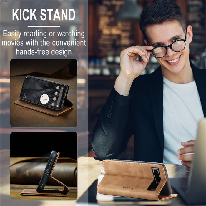 CaseMe Google Pixel 8 Pro Wallet kickstand Magnetic Leather Case with Wrist Strap