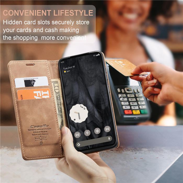 CaseMe Google Pixel 8 Pro Wallet kickstand Magnetic Leather Case with Wrist Strap