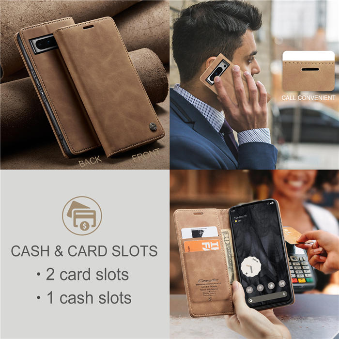 CaseMe Google Pixel 8 Pro Wallet kickstand Magnetic Leather Case with Wrist Strap