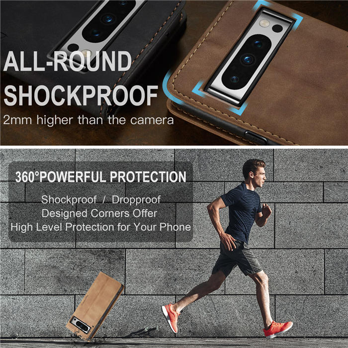 CaseMe Google Pixel 8 Pro Wallet kickstand Magnetic Leather Case with Wrist Strap