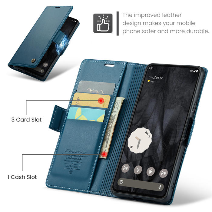 CaseMe Google Pixel 8 Pro Wallet RFID Blocking Magnetic Buckle Case