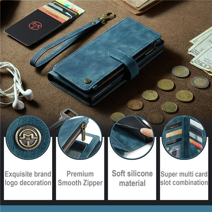 CaseMe Google Pixel 8 Pro Wallet kickstand Magnetic Leather Case with Wrist Strap