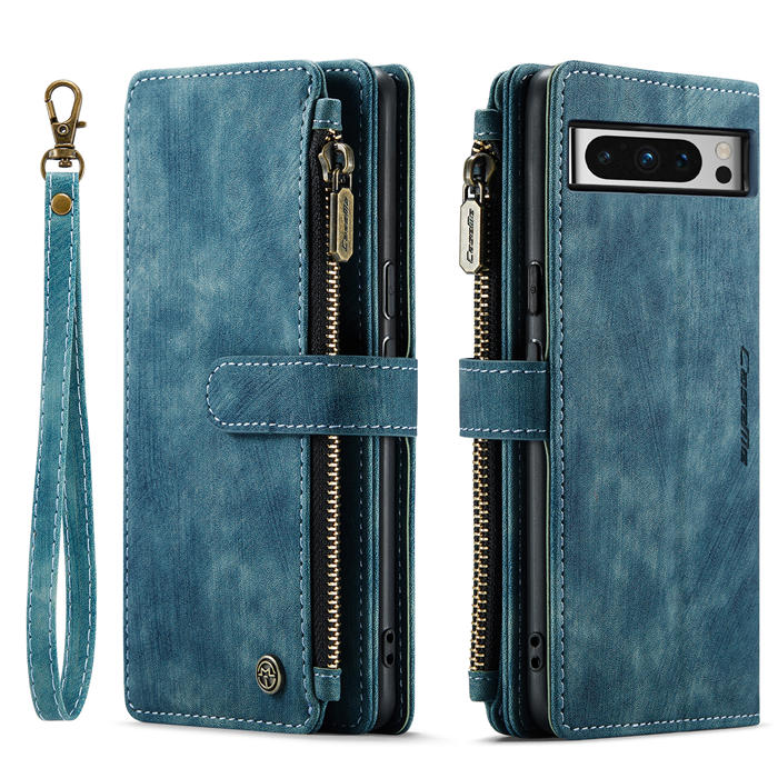 CaseMe Google Pixel 8 Pro Wallet kickstand Magnetic Leather Case with Wrist Strap