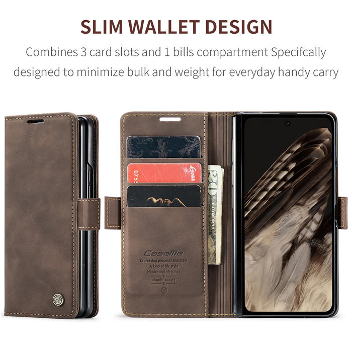 CaseMe Google Pixel Fold Wallet Kickstand Leather Case with Wrist Strap