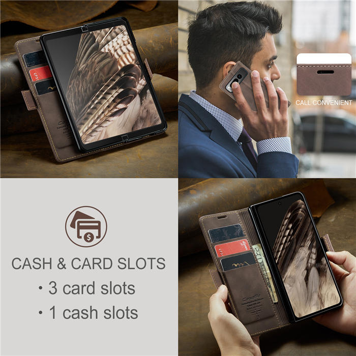 CaseMe Google Pixel Fold Wallet Kickstand Leather Case with Wrist Strap