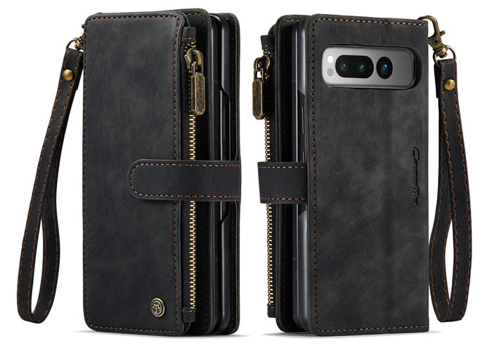CaseMe Google Pixel Fold Wallet Kickstand Leather Case with Wrist Strap