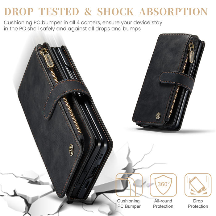 CaseMe Google Pixel Fold Wallet Kickstand Leather Case with Wrist Strap