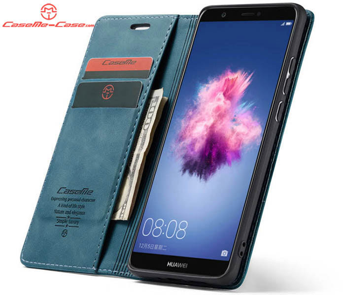 CaseMe Huawei P Smart Retro Wallet Kickstand Magnetic Flip Leather Case