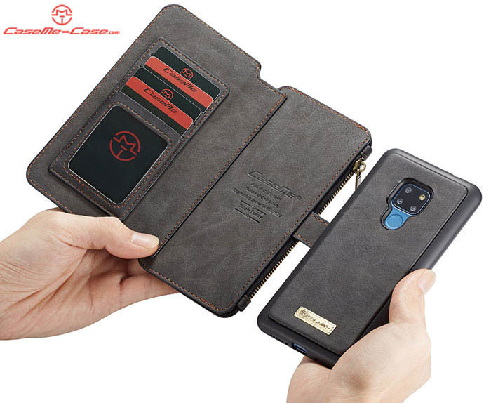 CaseMe Huawei Mate 20 Zipper Wallet Magnetic Detachable 2 in 1 Folio Flip Case