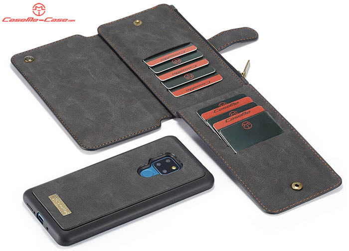 CaseMe Huawei Mate 20 Zipper Wallet Magnetic Detachable 2 in 1 Folio Flip Case