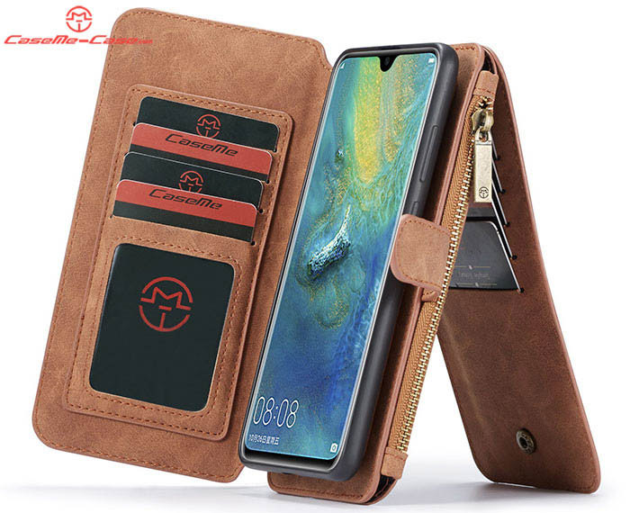 CaseMe Huawei Mate 20 Zipper Wallet Magnetic Detachable 2 in 1 Folio Flip Case