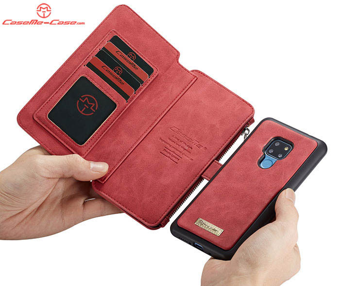 CaseMe Huawei Mate 20 Zipper Wallet Magnetic Detachable 2 in 1 Folio Flip Case