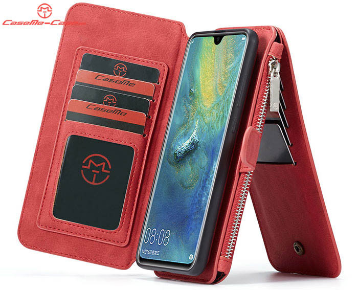 CaseMe Huawei Mate 20 Zipper Wallet Magnetic Detachable 2 in 1 Folio Flip Case