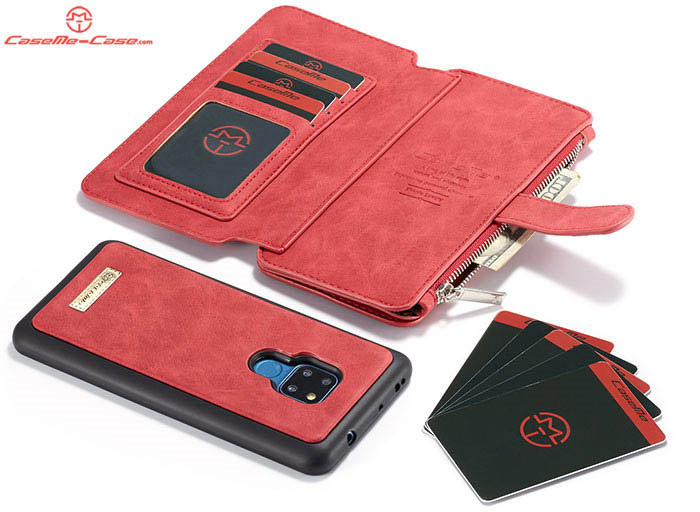 CaseMe Huawei Mate 20 Zipper Wallet Magnetic Detachable 2 in 1 Folio Flip Case