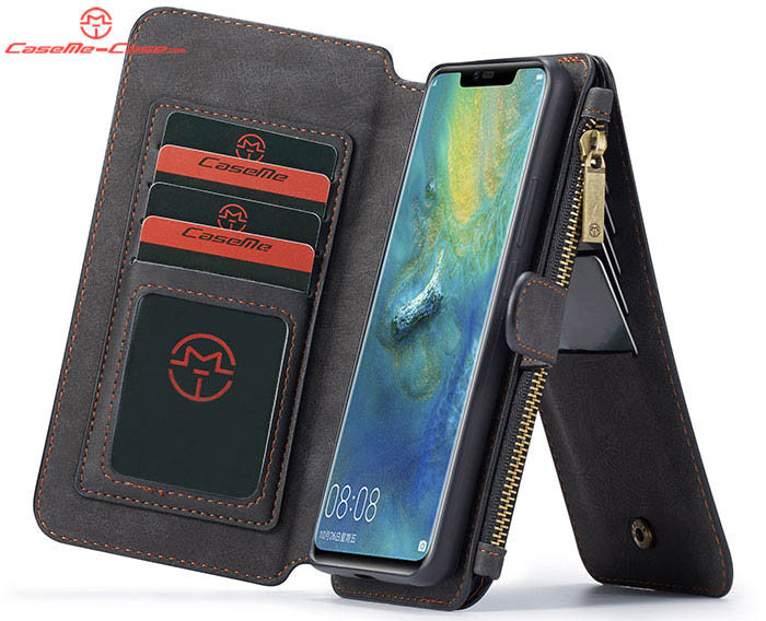 CaseMe Huawei Mate 20 Pro Zipper Wallet Magnetic Detachable 2 in 1 Folio Flip Case