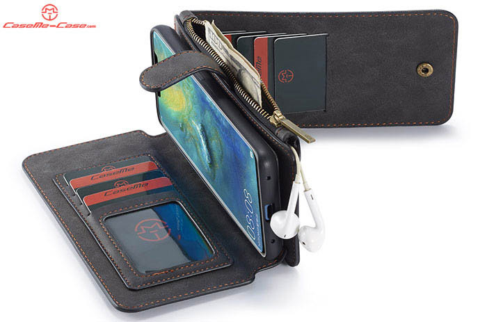 CaseMe Huawei Mate 20 Pro Zipper Wallet Magnetic Detachable 2 in 1 Folio Flip Case