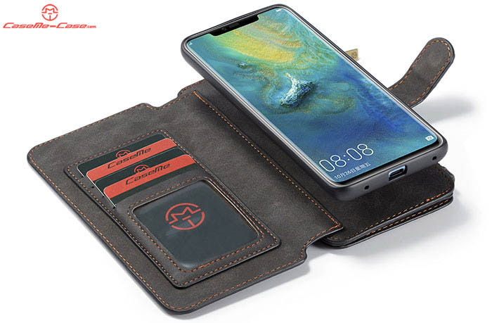 CaseMe Huawei Mate 20 Pro Zipper Wallet Magnetic Detachable 2 in 1 Folio Flip Case