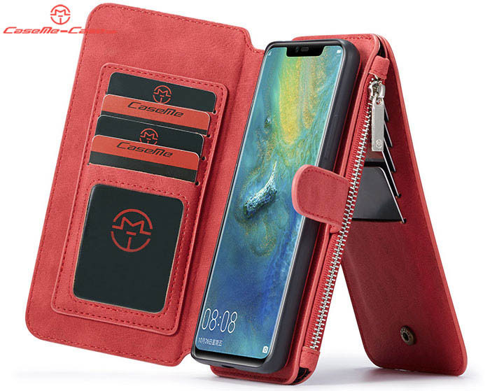 CaseMe Huawei Mate 20 Pro Zipper Wallet Magnetic Detachable 2 in 1 Folio Flip Case