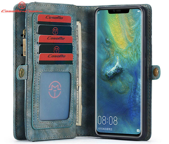 CaseMe Huawei Mate 20 Pro Zipper Wallet Magnetic Detachable 2 in 1 Folio Case