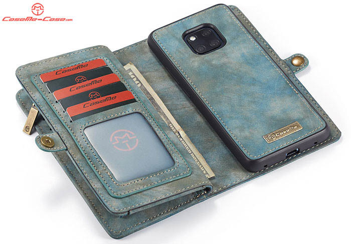 CaseMe Huawei Mate 20 Pro Zipper Wallet Magnetic Detachable 2 in 1 Folio Case