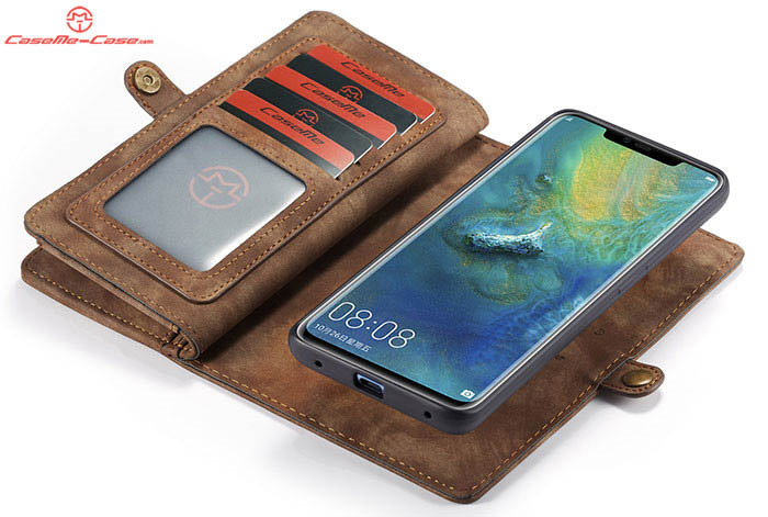 CaseMe Huawei Mate 20 Pro Zipper Wallet Magnetic Detachable 2 in 1 Folio Case