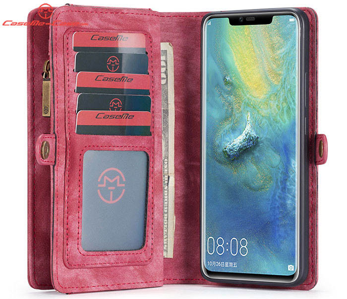 CaseMe Huawei Mate 20 Pro Zipper Wallet Magnetic Detachable 2 in 1 Folio Case