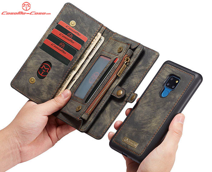 CaseMe Huawei Mate 20 Zipper Wallet Magnetic Detachable 2 in 1 Folio Case